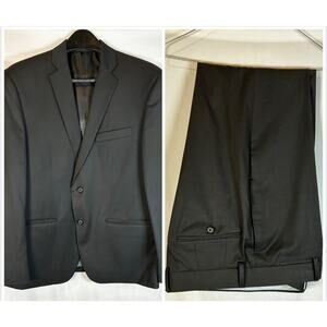 Men’s Suit 42 Slim 35 Short Black Finchley Basic Classic Black Set Funeral Job